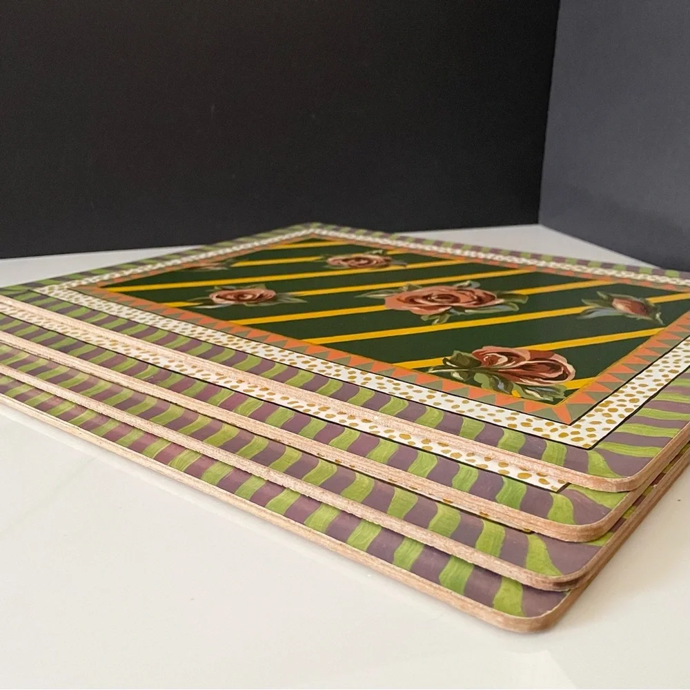 SET of 4 Torquay Rose Placemats by Mackenzie Childs